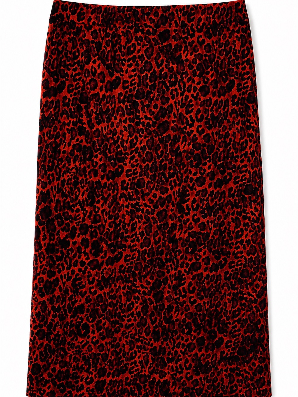 Red Leopard Print Midi Skirt